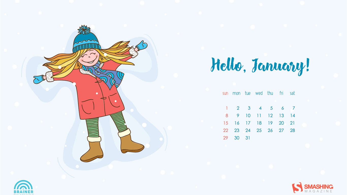 January 2017 calendar wallpaper (2) #2 - 1366x768