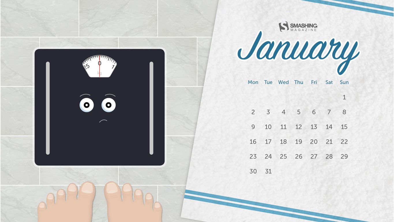 January 2017 calendar wallpaper (2) #17 - 1366x768