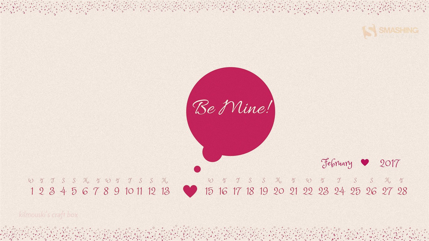 Fondo de escritorio de calendario de febrero de 2017 (1) #13 - 1366x768