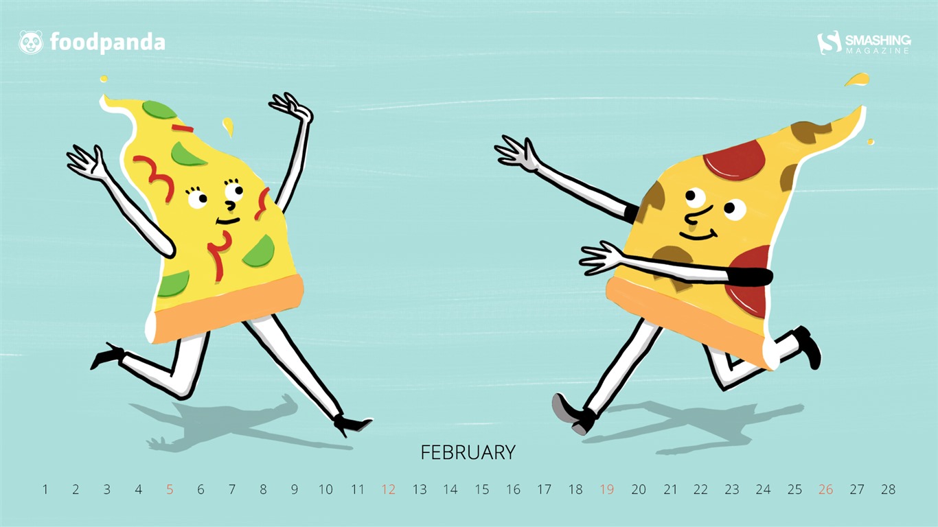 Fondo de escritorio de calendario de febrero de 2017 (1) #17 - 1366x768