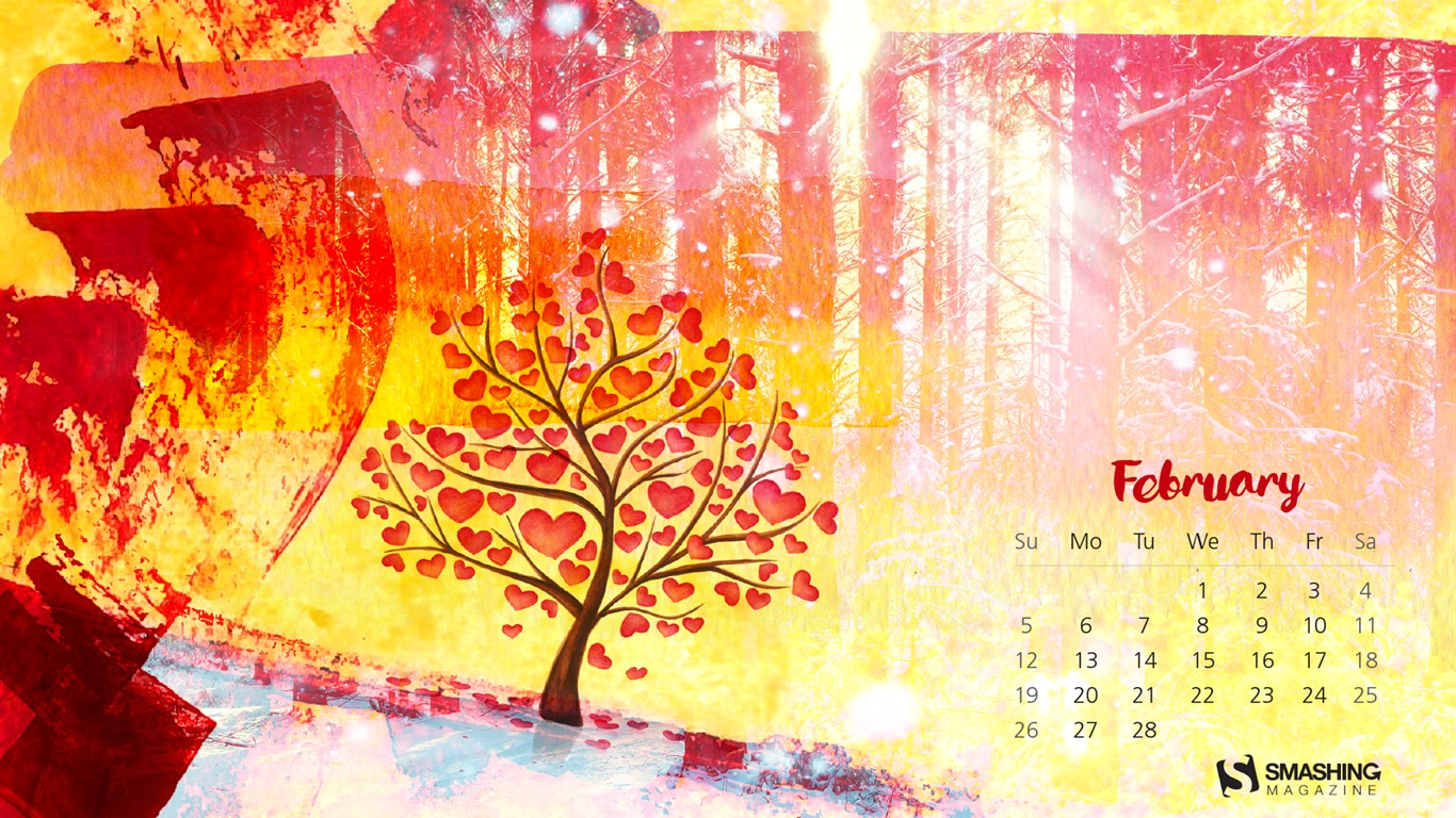 Fondo de escritorio de calendario de febrero de 2017 (2) #1 - 1366x768