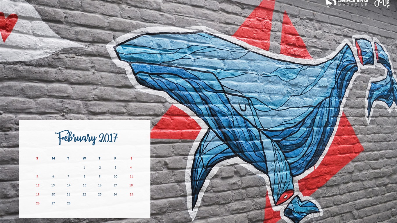 Fondo de escritorio de calendario de febrero de 2017 (2) #5 - 1366x768