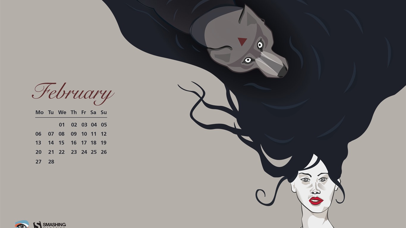 February 2017 calendar wallpaper (2) #6 - 1366x768