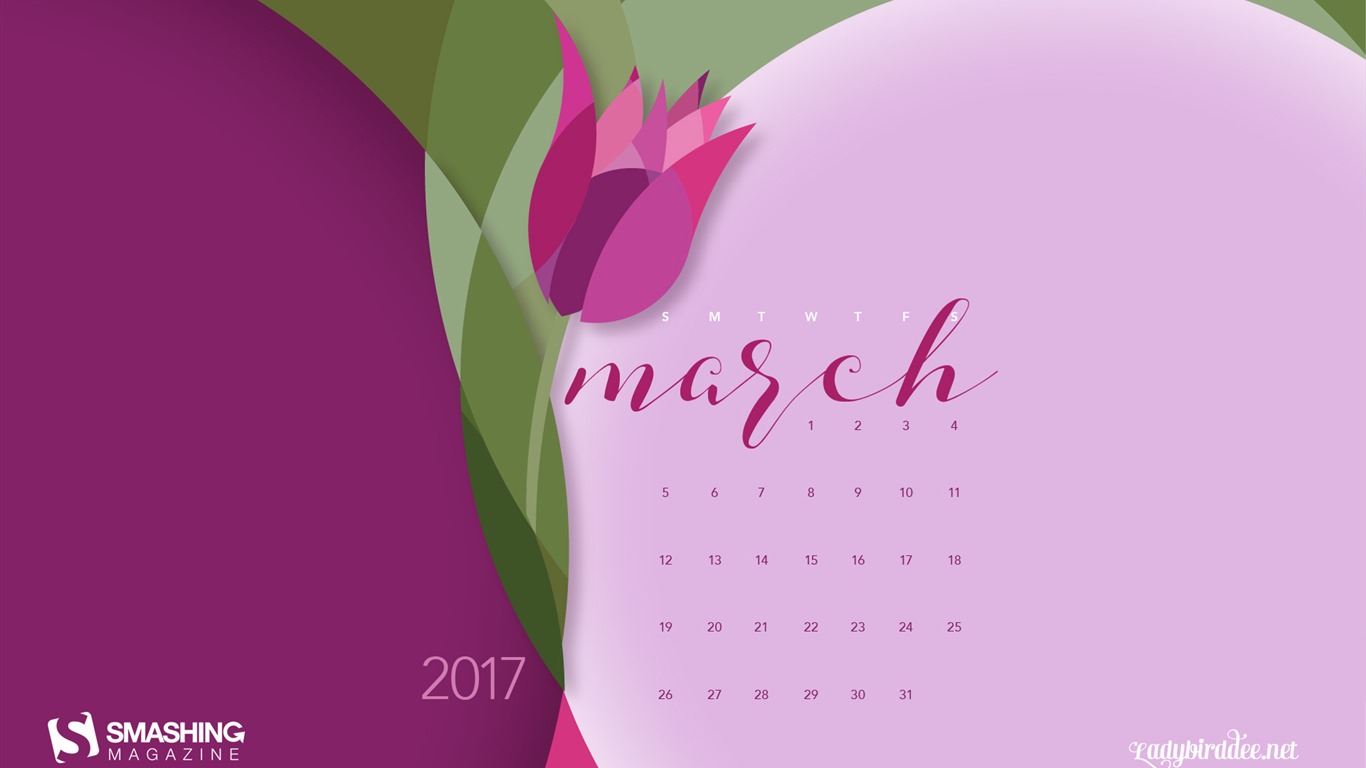 Března 2017 kalendář tapeta (2) #7 - 1366x768