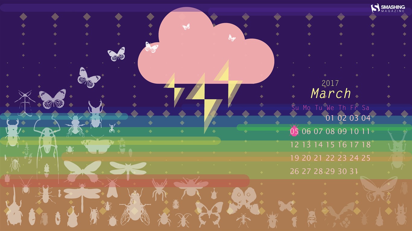 Fond d'écran calendrier mars 2017 (2) #8 - 1366x768