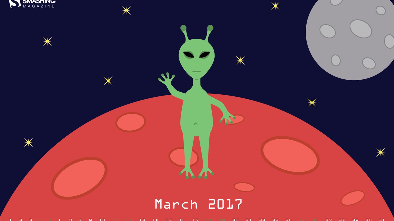 Března 2017 kalendář tapeta (2) #10 - 1366x768
