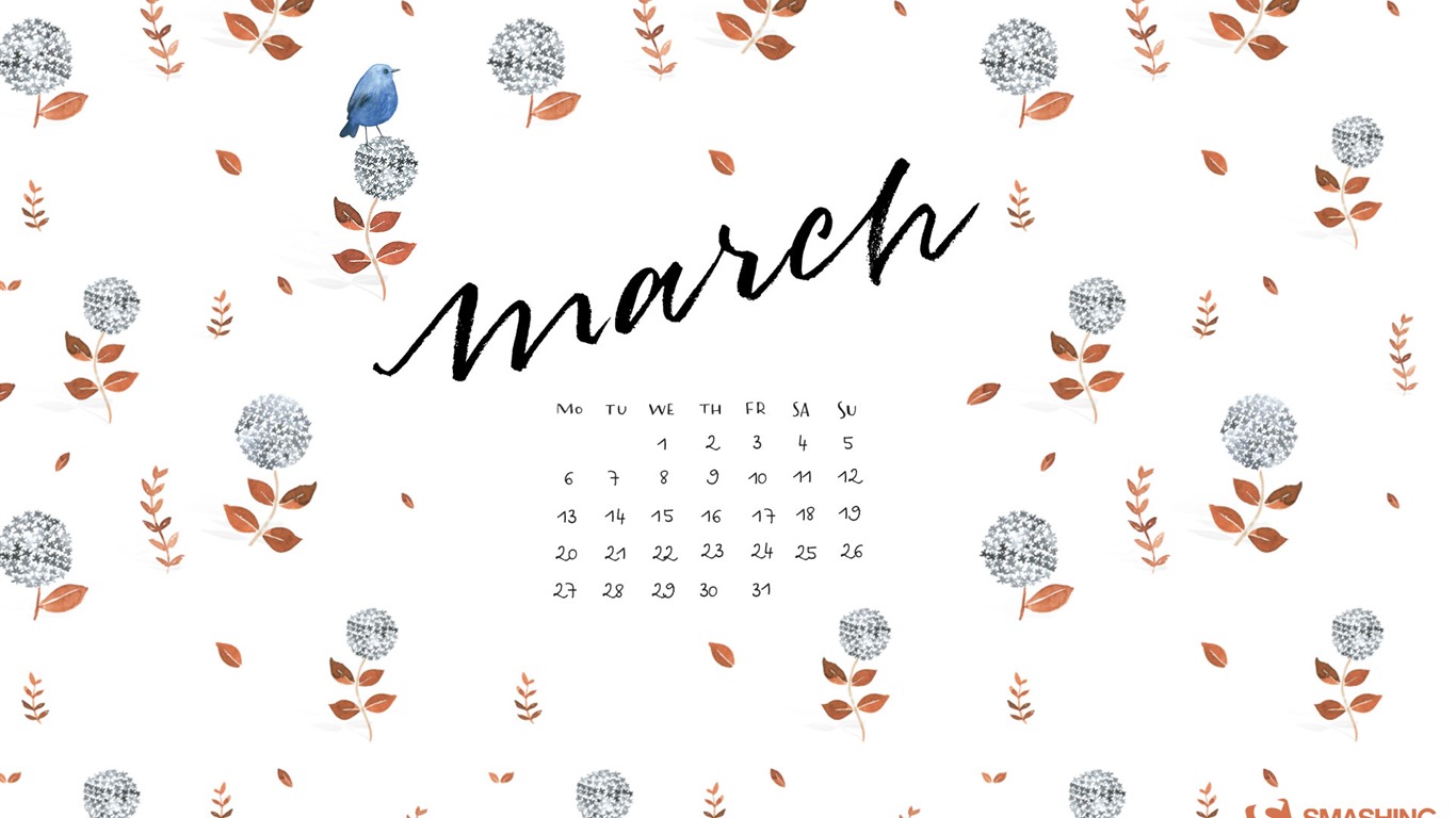 March 2017 calendar wallpaper (2) #15 - 1366x768