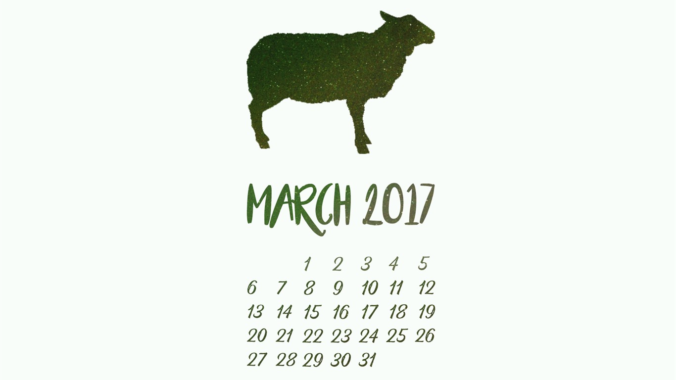 Март 2017 календарь обои (2) #16 - 1366x768