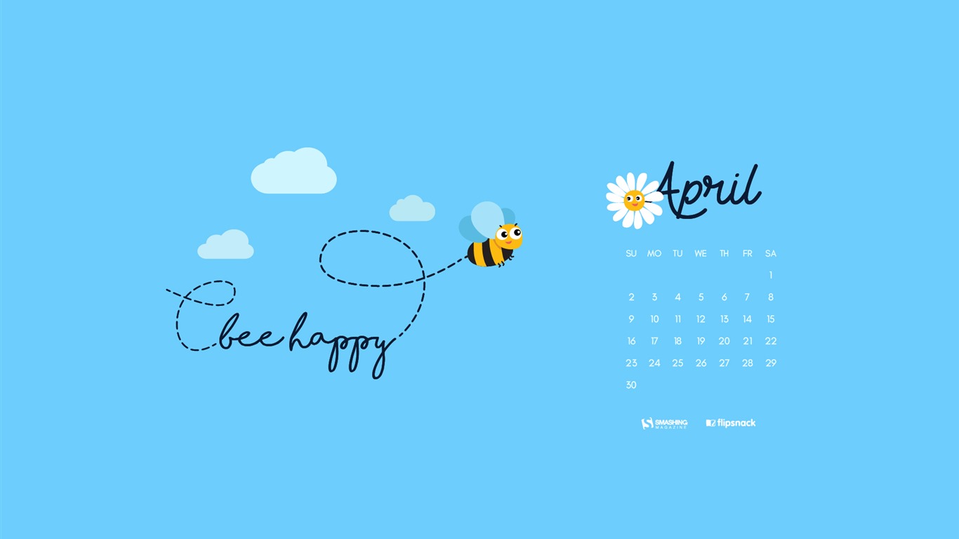 2017年4月 月曆壁紙(一) #13 - 1366x768