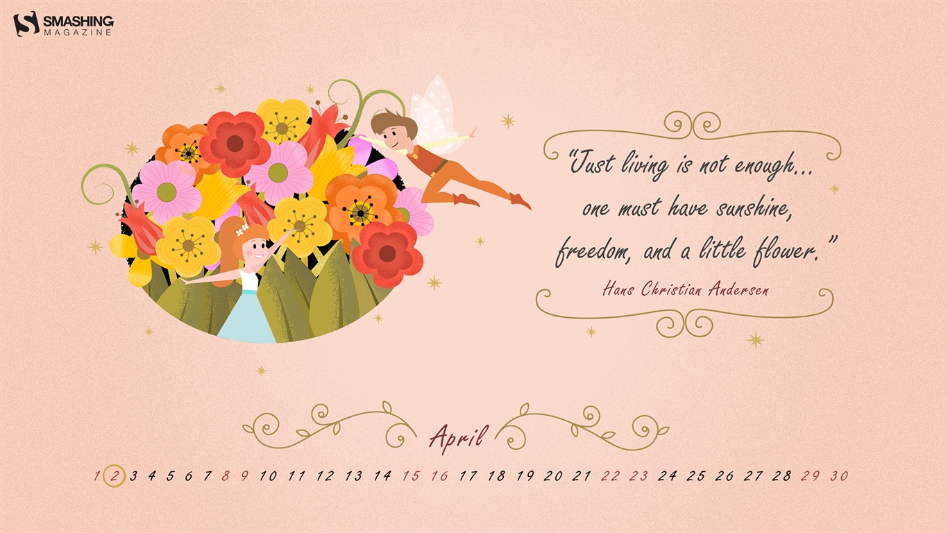 April 2017 calendar wallpaper (2) #2 - 1366x768