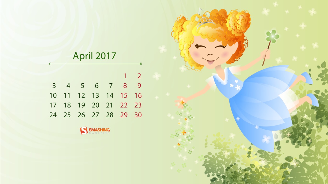 2017年4月のカレンダーの壁紙 (2) #11 - 1366x768