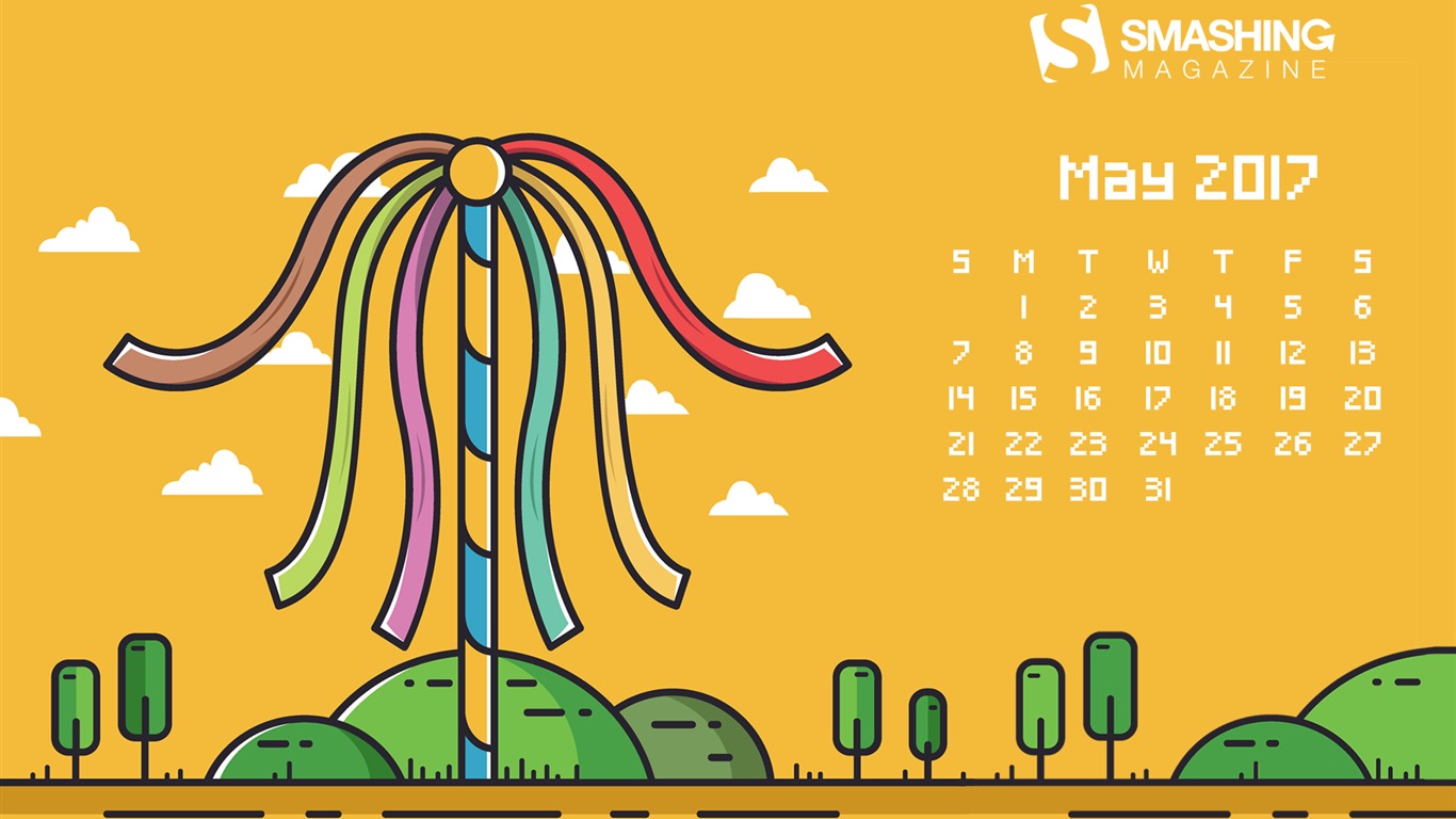 Fondo de pantalla del calendario de mayo de 2017 #14 - 1366x768