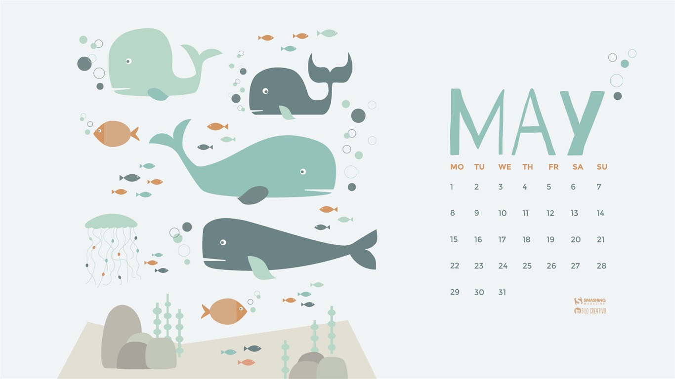 Fondo de pantalla del calendario de mayo de 2017 #17 - 1366x768