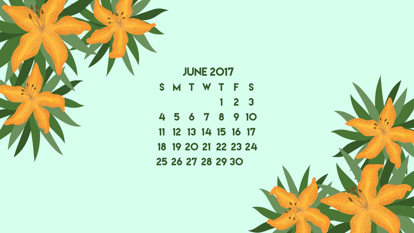 Červen 2017 kalendář tapety #3 - 1366x768