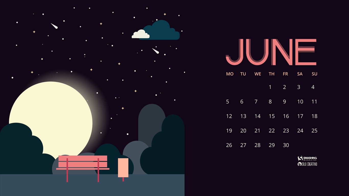 Juni 2017 Kalender Tapete #16 - 1366x768