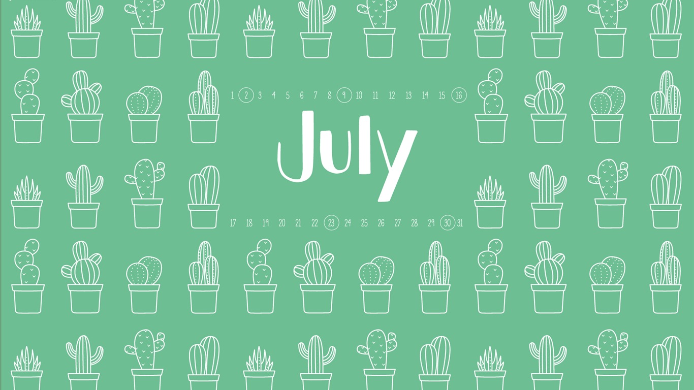 2017年7月のカレンダーの壁紙 #3 - 1366x768
