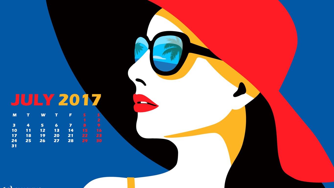 Červenec 2017 kalendář tapety #4 - 1366x768