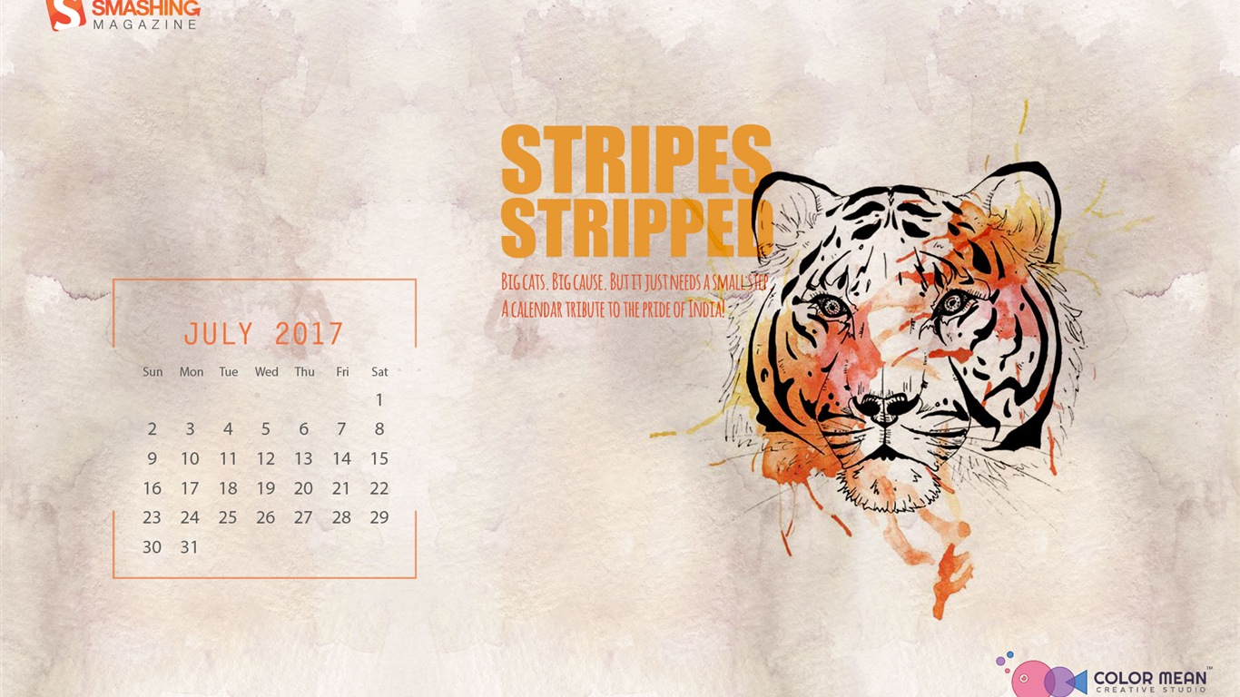 Červenec 2017 kalendář tapety #20 - 1366x768