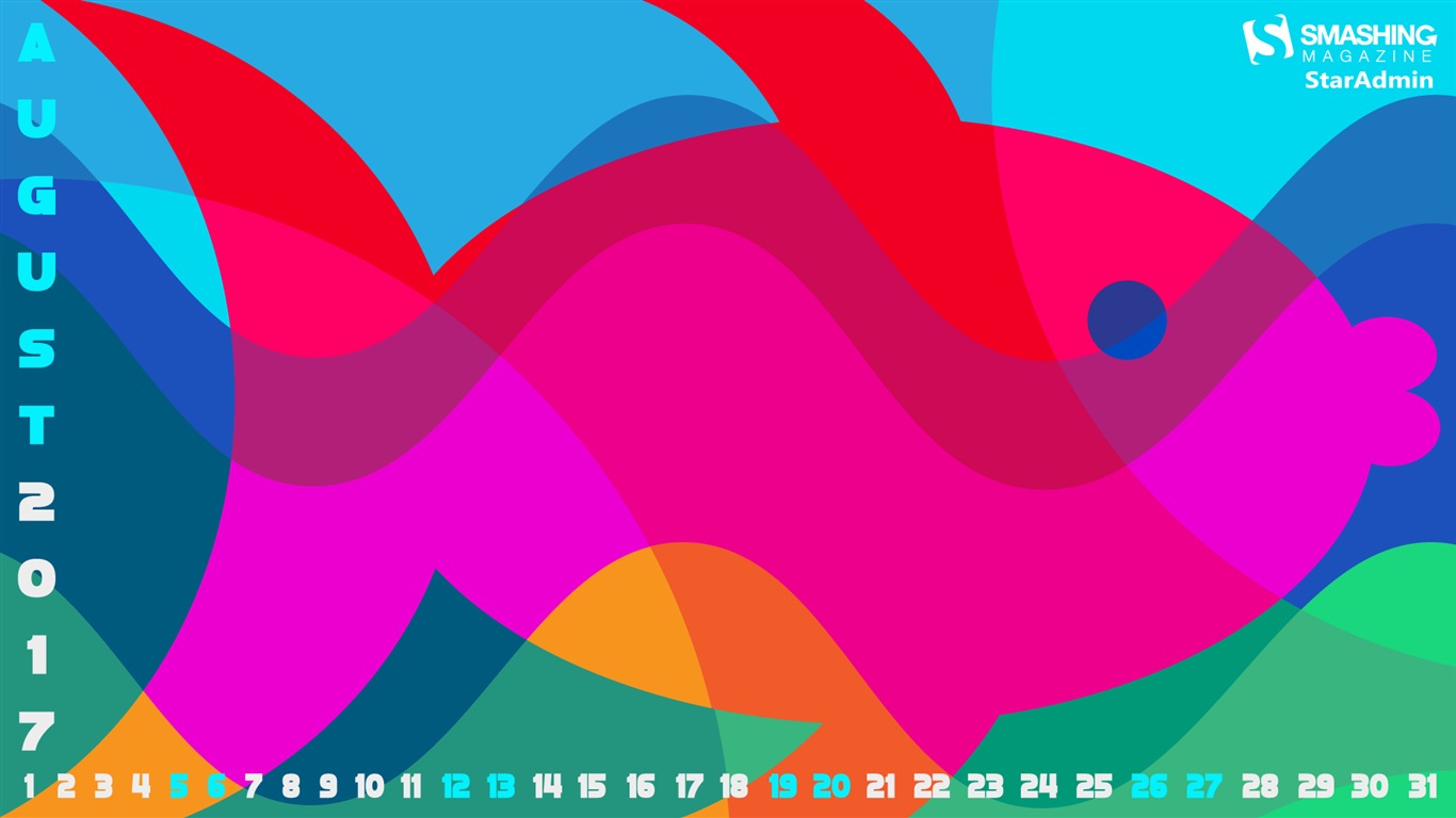 2017年8月 月曆壁紙 #1 - 1366x768