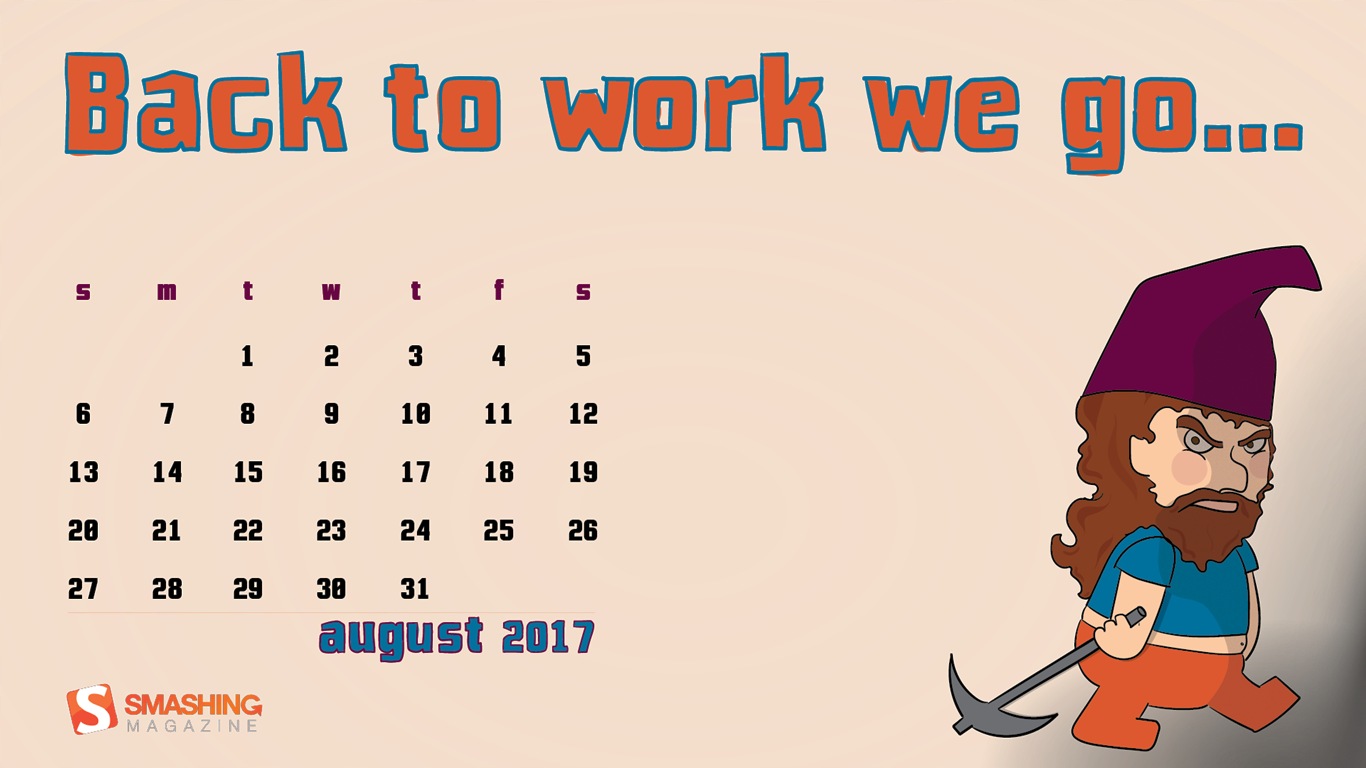 2017年8月 月曆壁紙 #3 - 1366x768