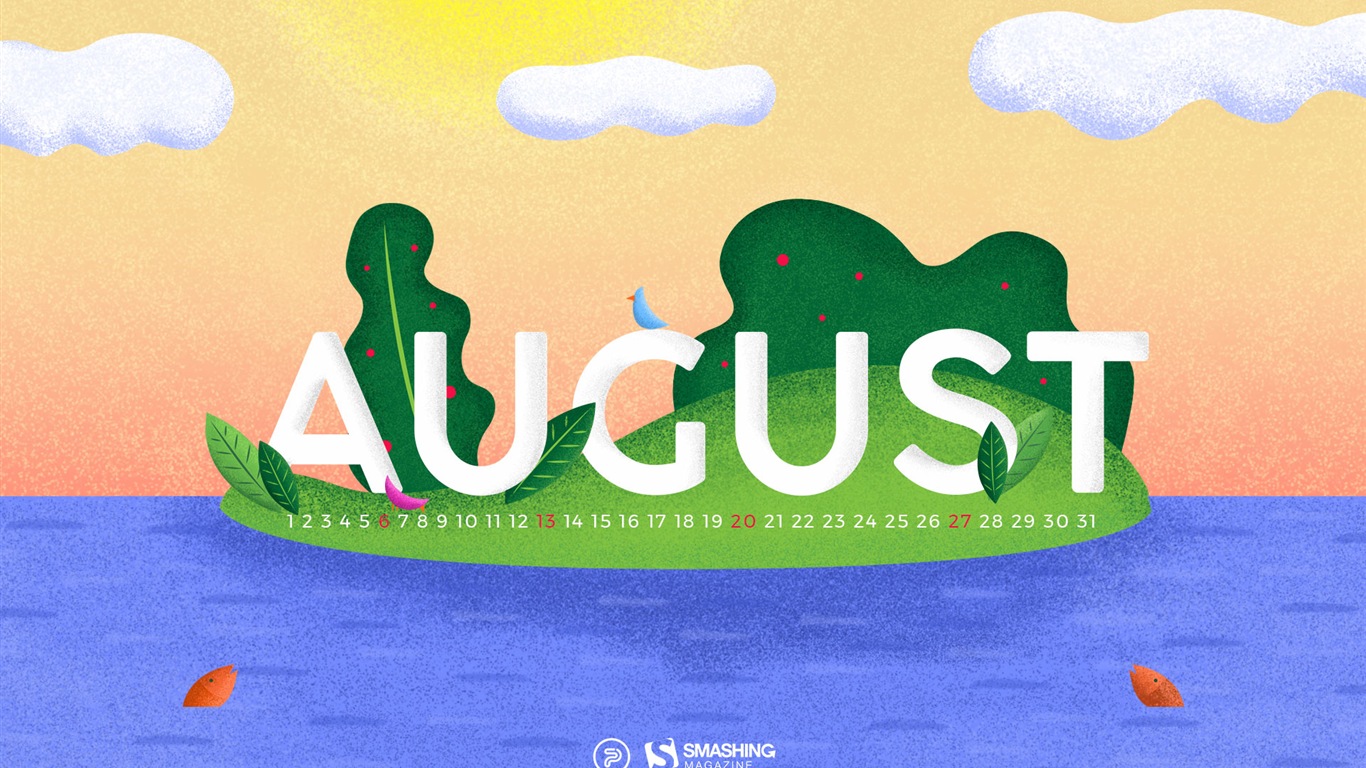 August 2017 Kalender Tapete #6 - 1366x768