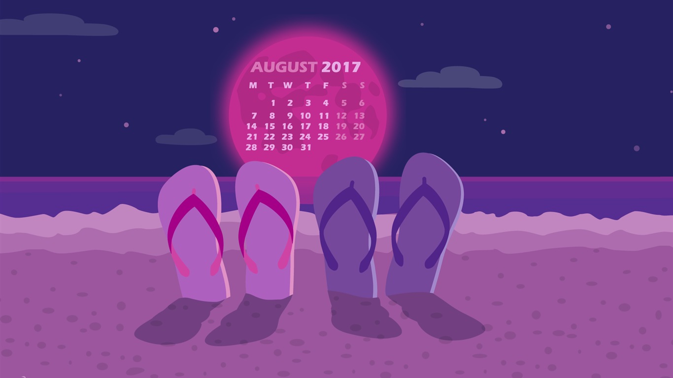 2017年8月のカレンダーの壁紙 #23 - 1366x768