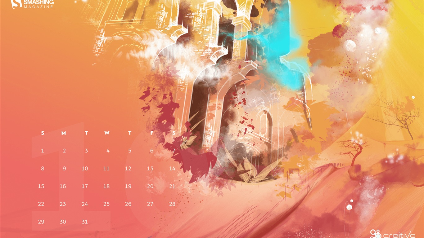 Oktober 2017 Kalender Hintergrundbild #2 - 1366x768