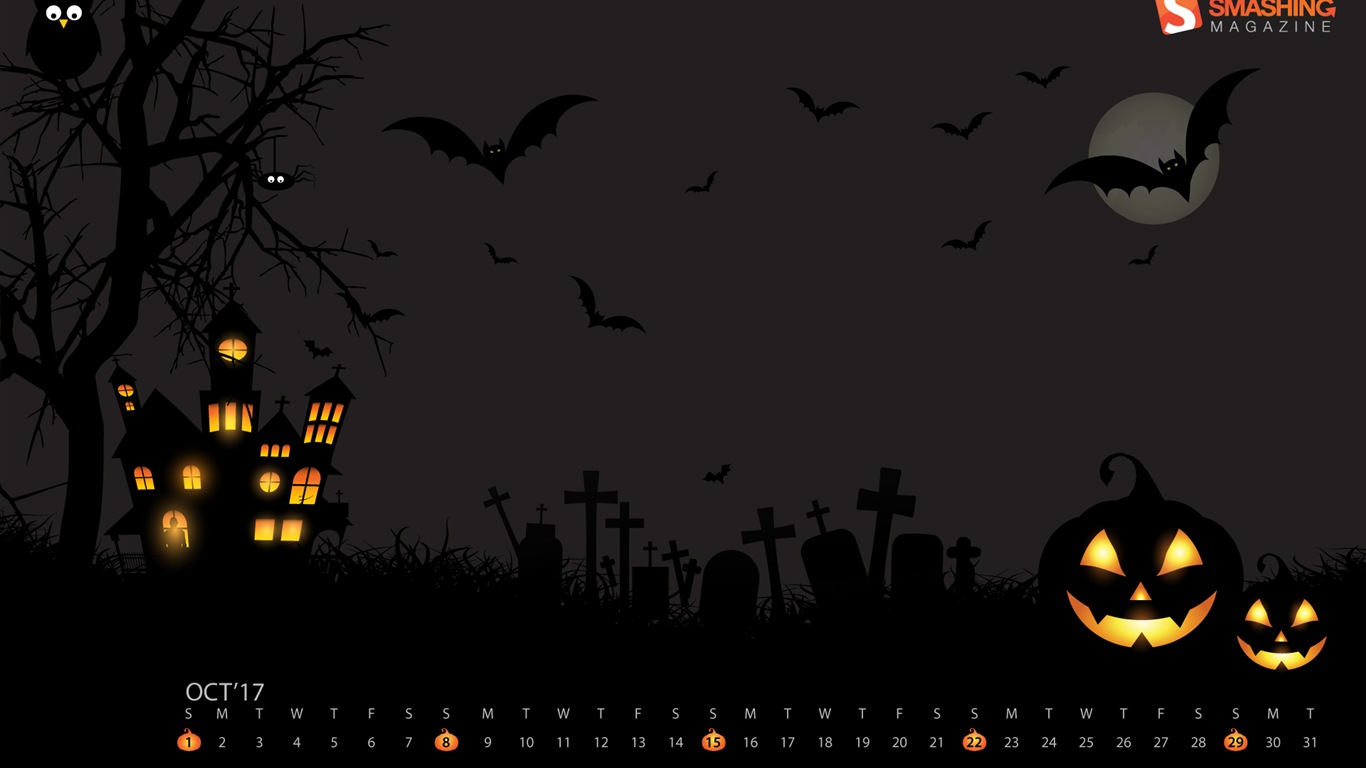 Fondo de pantalla de calendario de octubre de 2017 #11 - 1366x768