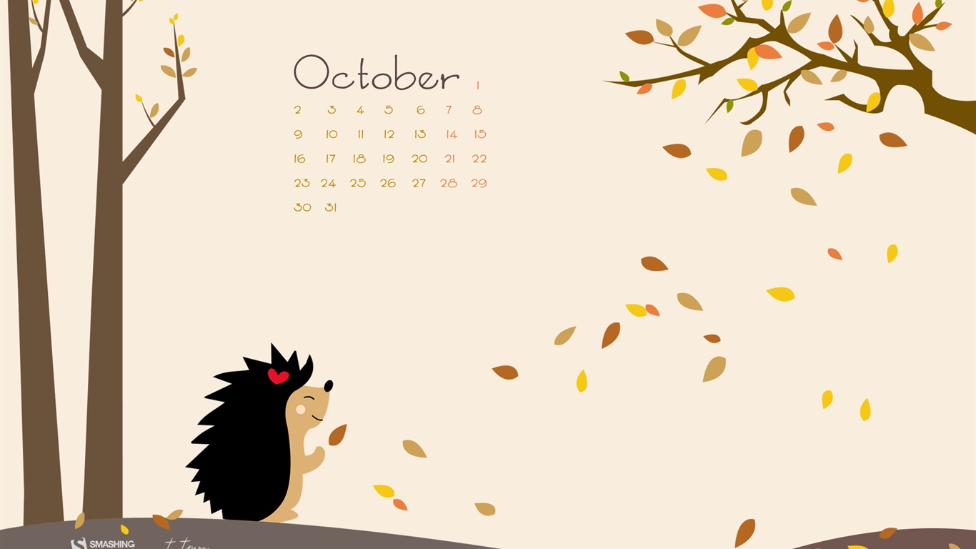 Fondo de pantalla de calendario de octubre de 2017 #15 - 1366x768