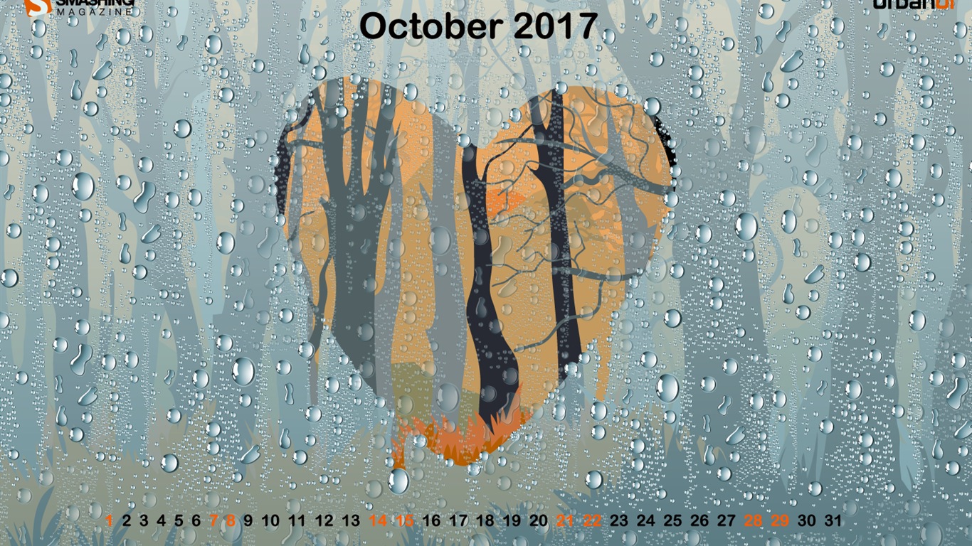 2017年10月 月曆壁紙 #23 - 1366x768