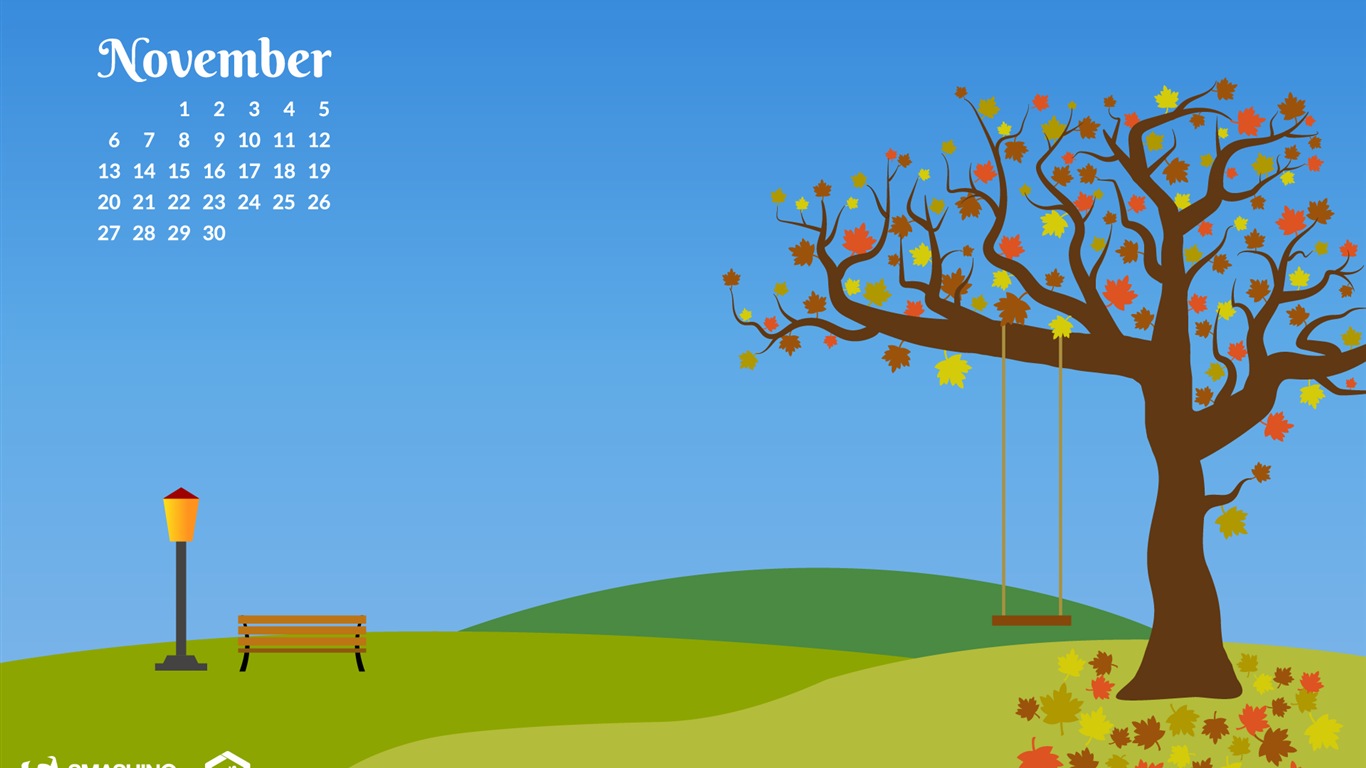 2017 년 11 월 달력 벽지 #5 - 1366x768