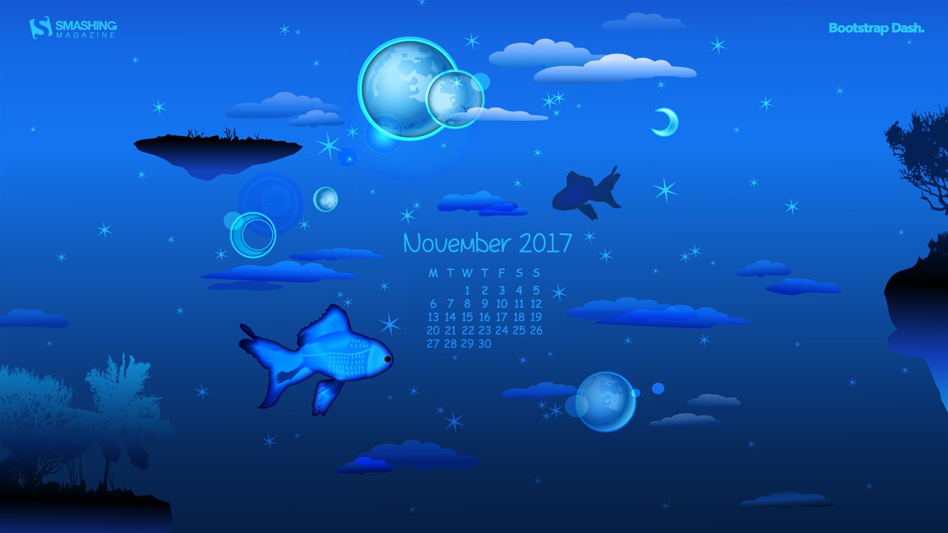 Listopad 2017 kalendář tapety #9 - 1366x768