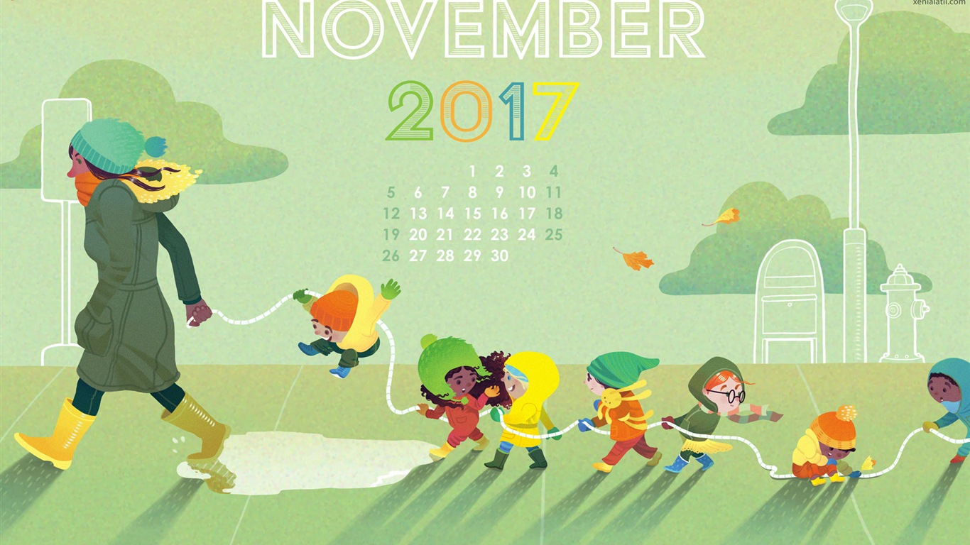Fond d'écran du calendrier de novembre 2017 #20 - 1366x768