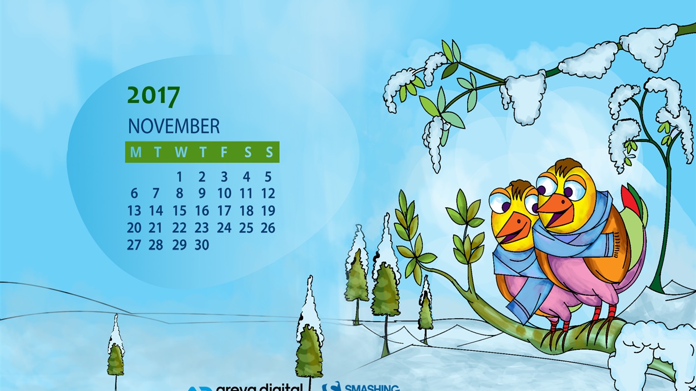 Fond d'écran du calendrier de novembre 2017 #27 - 1366x768