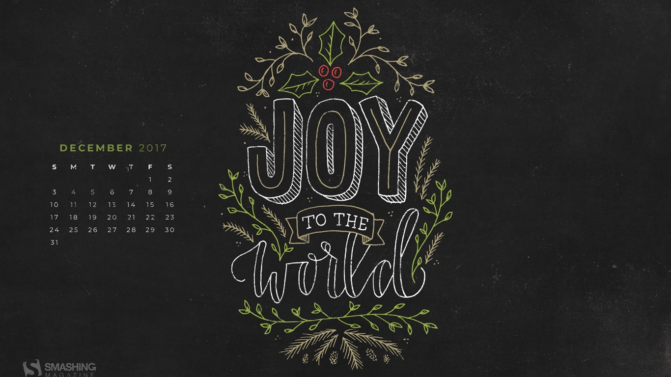 December 2017 Calendar Wallpaper #14 - 1366x768