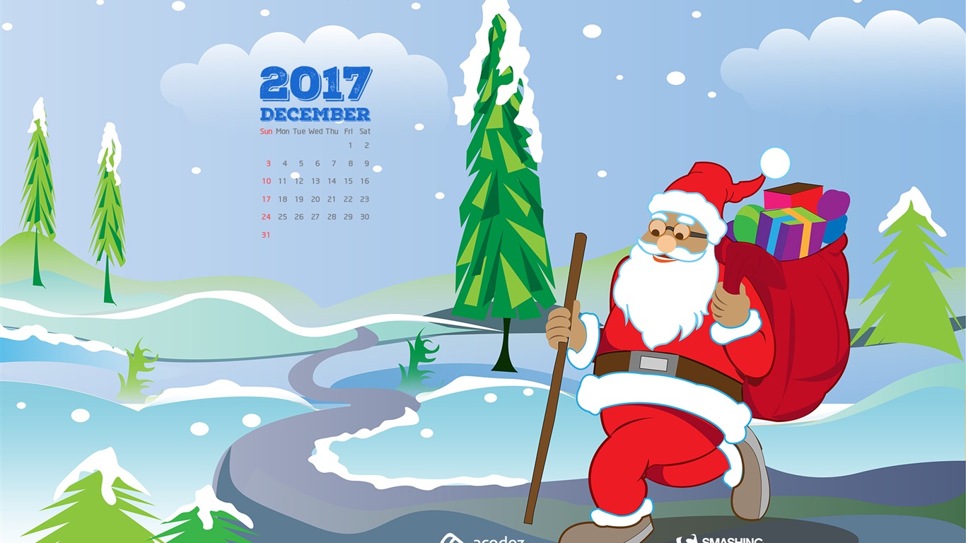 Dezember 2017 Kalender Hintergrund #17 - 1366x768