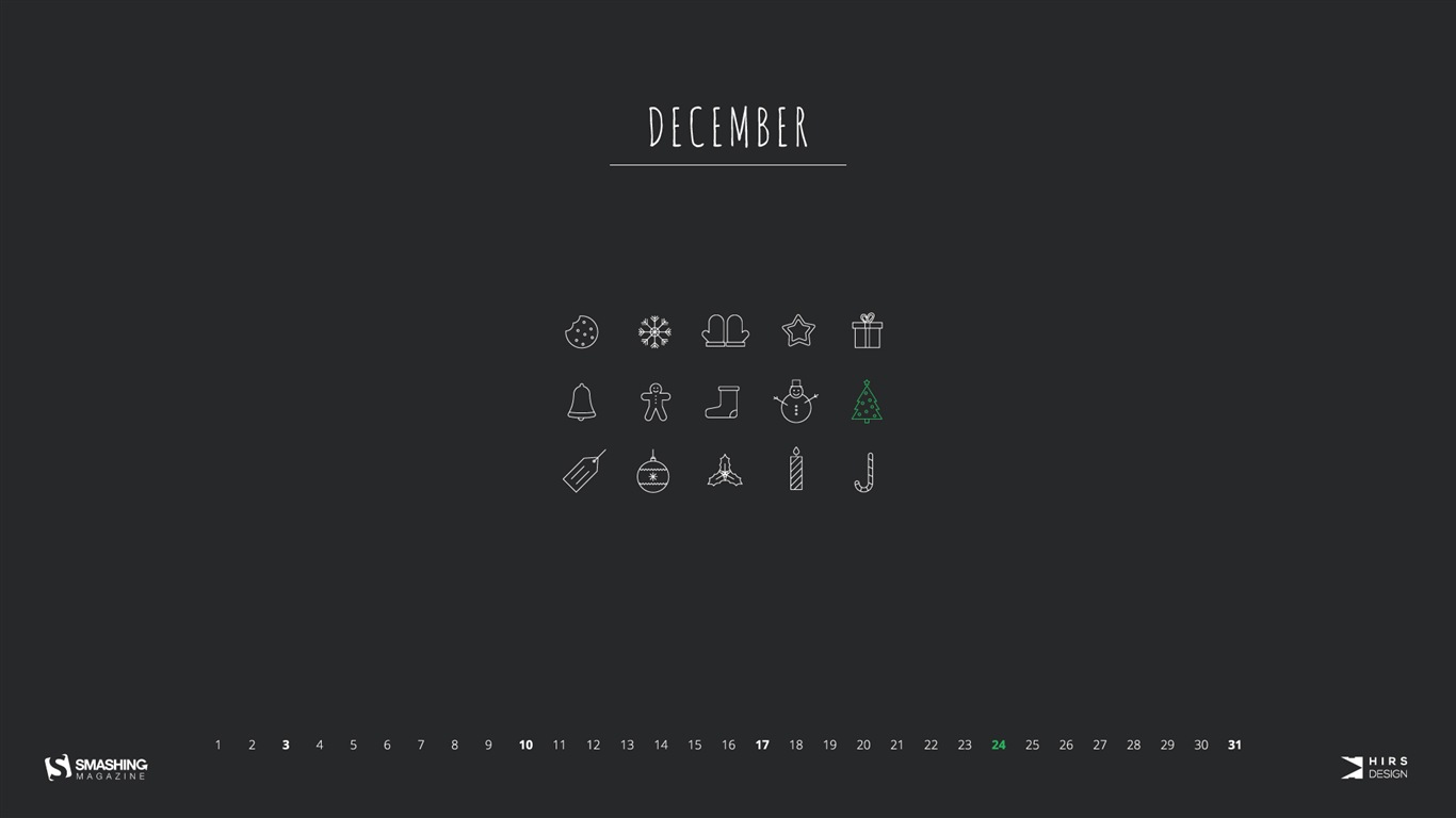December 2017 Calendar Wallpaper #21 - 1366x768