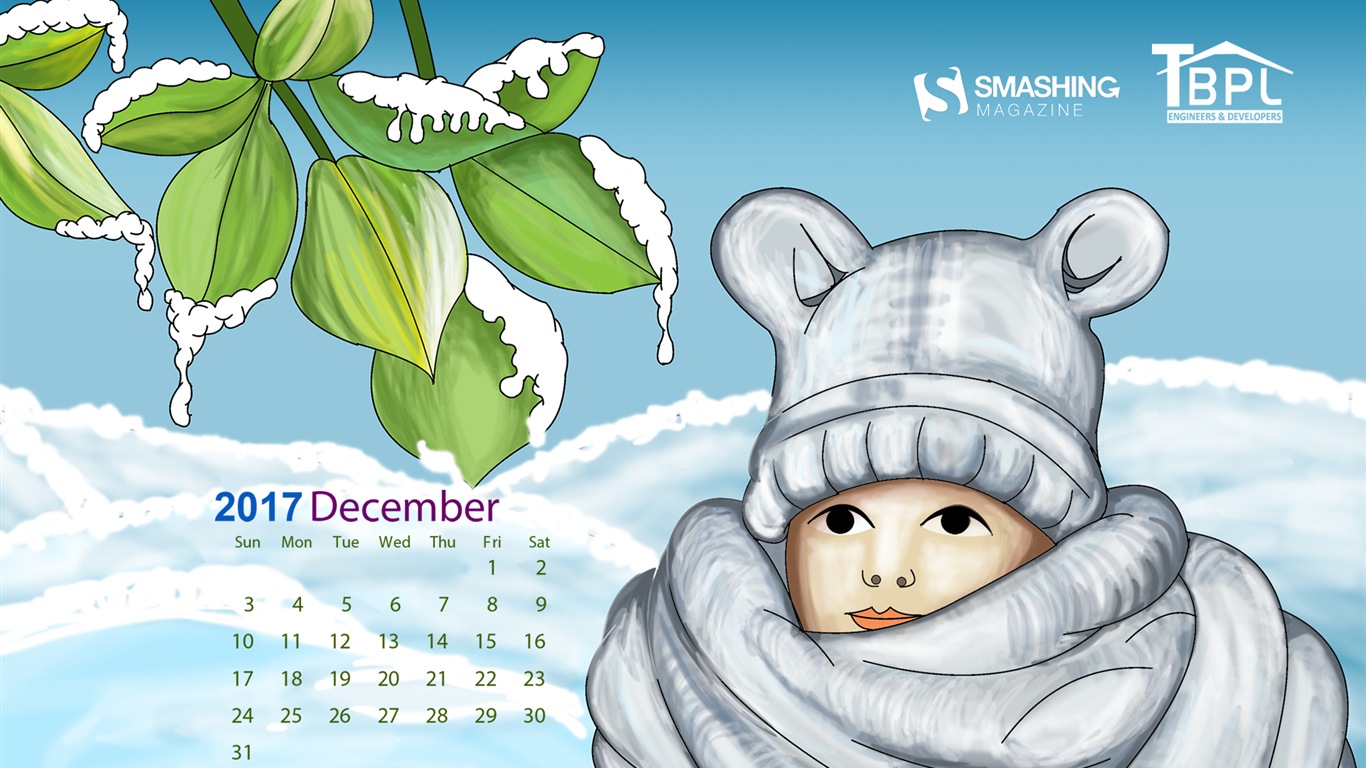 December 2017 Calendar Wallpaper #24 - 1366x768