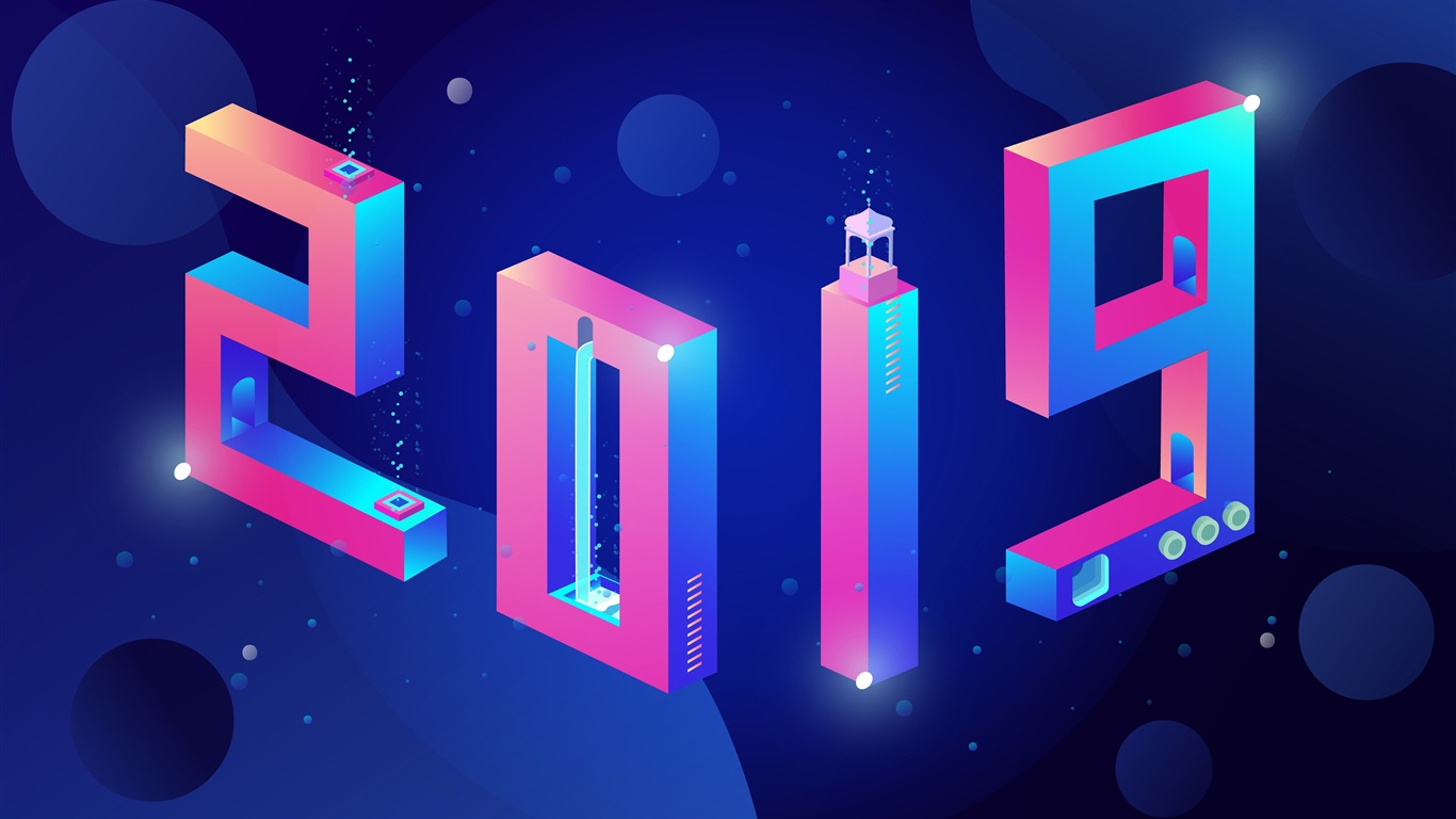 Happy New Year 2019 HD wallpapers #1 - 1366x768
