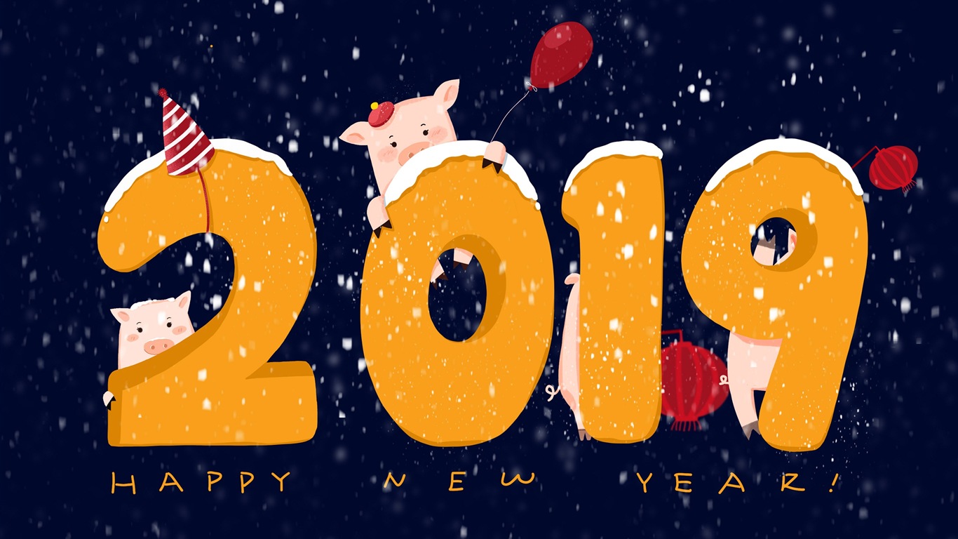 Happy New Year 2019 HD wallpapers #18 - 1366x768