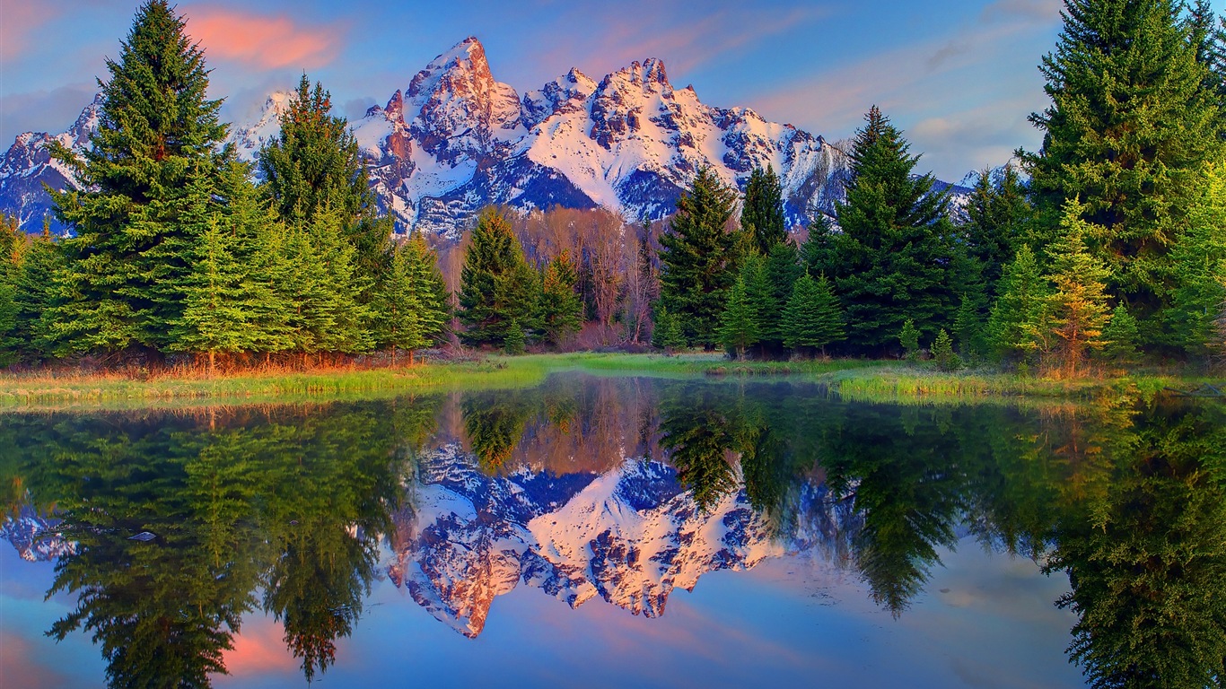 USA-großartige Teton Nationalparknatur-Landschaftstapeten HD #1 - 1366x768