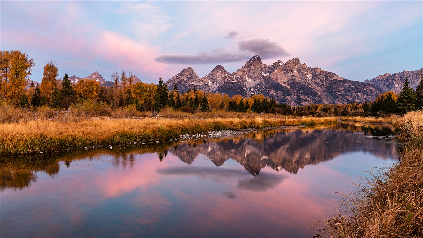 미국 그랜드 Teton 국립 공원 자연 풍경의 HD 월페이퍼 #3 - 1366x768