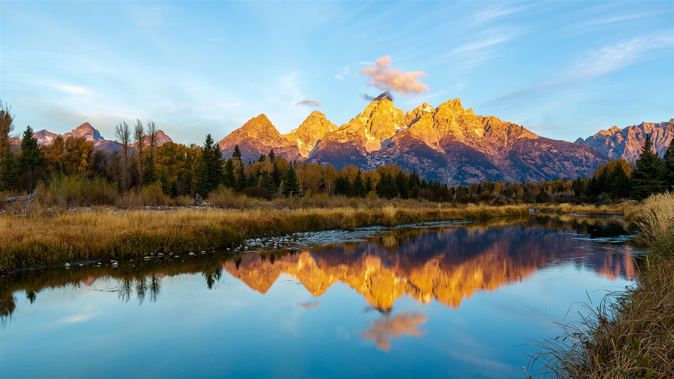 USA-großartige Teton Nationalparknatur-Landschaftstapeten HD #4 - 1366x768