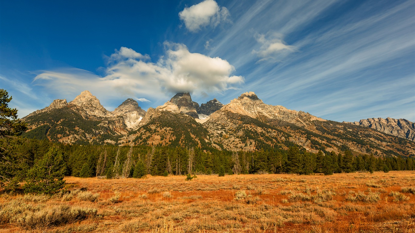 USA-großartige Teton Nationalparknatur-Landschaftstapeten HD #8 - 1366x768