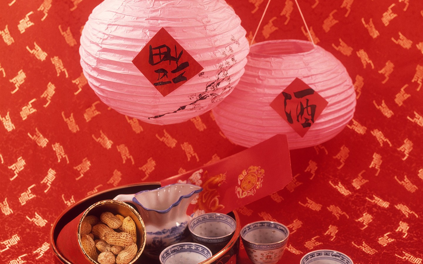 Čína Vítr slavnostní červená tapeta #47 - 1440x900