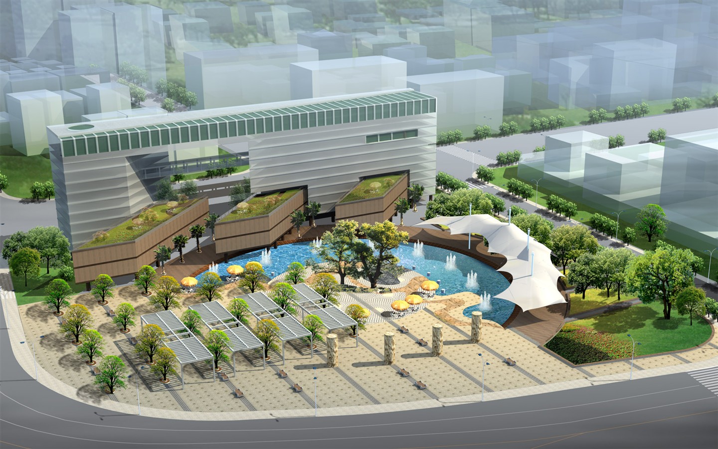 高清園林建築效果壁紙 #29 - 1440x900