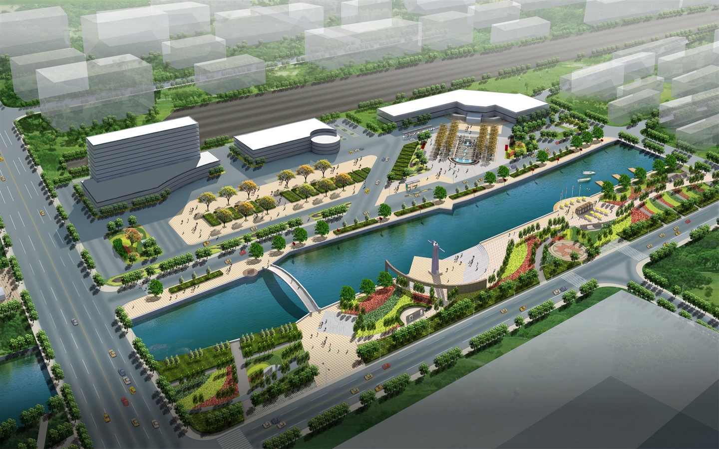 高清園林建築效果壁紙 #36 - 1440x900