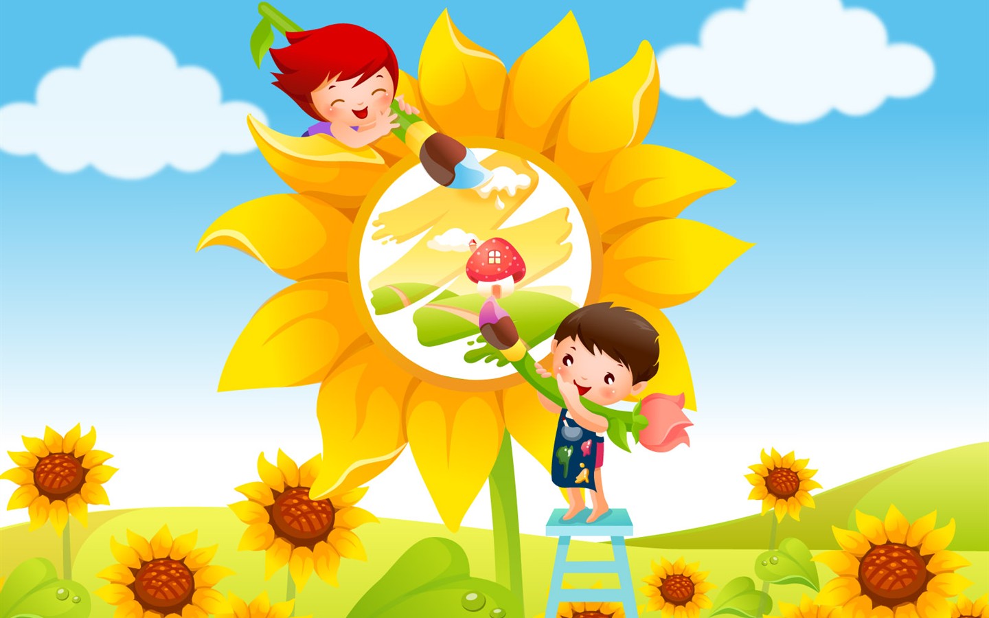 Vector Cartoon Child Wallpaper Album #20 - 1440x900