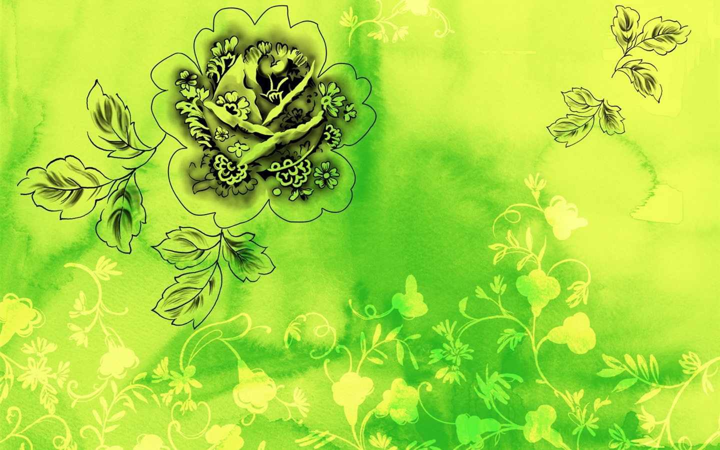 절묘한 잉크 꽃 배경 화면 #7 - 1440x900