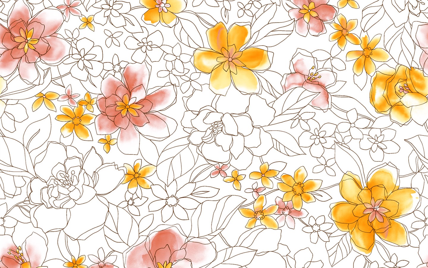 절묘한 잉크 꽃 배경 화면 #14 - 1440x900